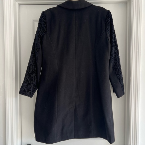 H BY HALSTON Black Textured Shawl Collar Coat Size 12 Minimalist Winter Jacket - Picture 7 of 16